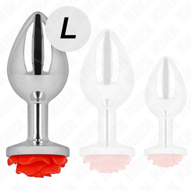 Plug anale in acciaio con rosa rossa, eleganza e sicurezza